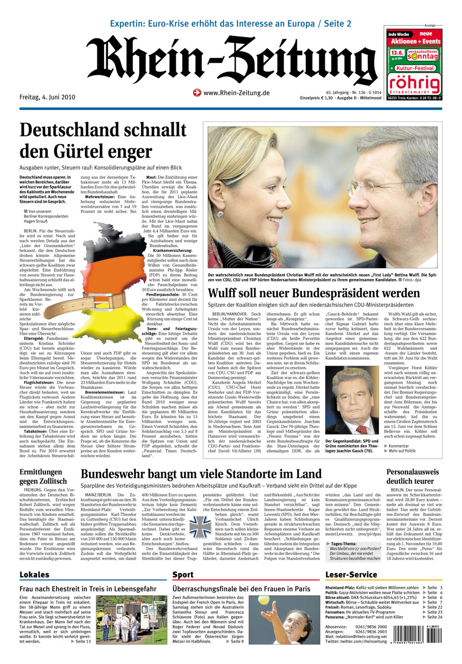 Rhein-Zeitung Kreis Cochem-Zell vom Freitag, 04.06.2010