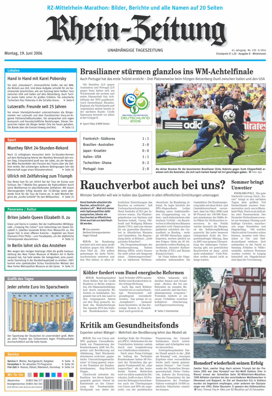 Rhein-Zeitung Kreis Cochem-Zell vom Montag, 19.06.2006