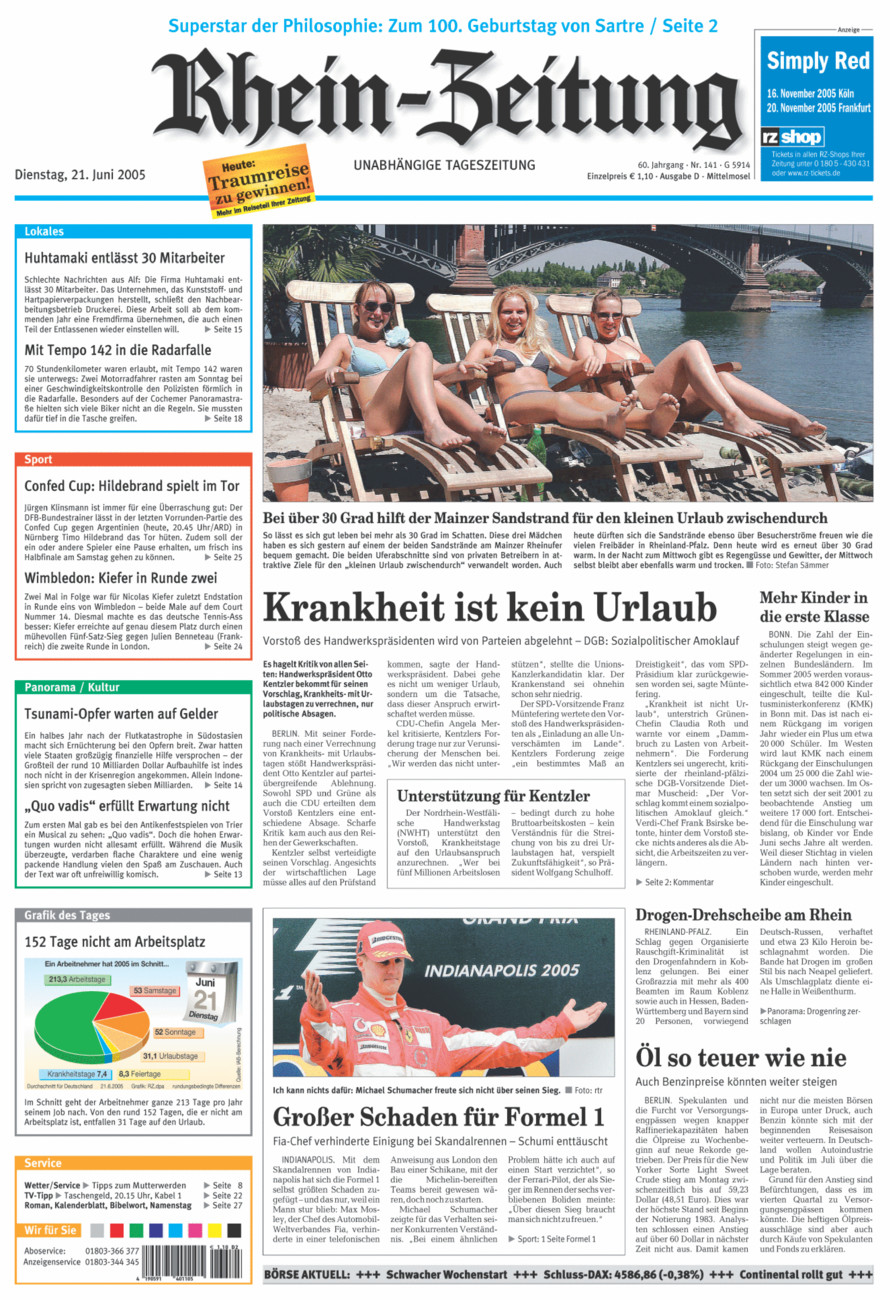 Rhein-Zeitung Kreis Cochem-Zell vom Dienstag, 21.06.2005