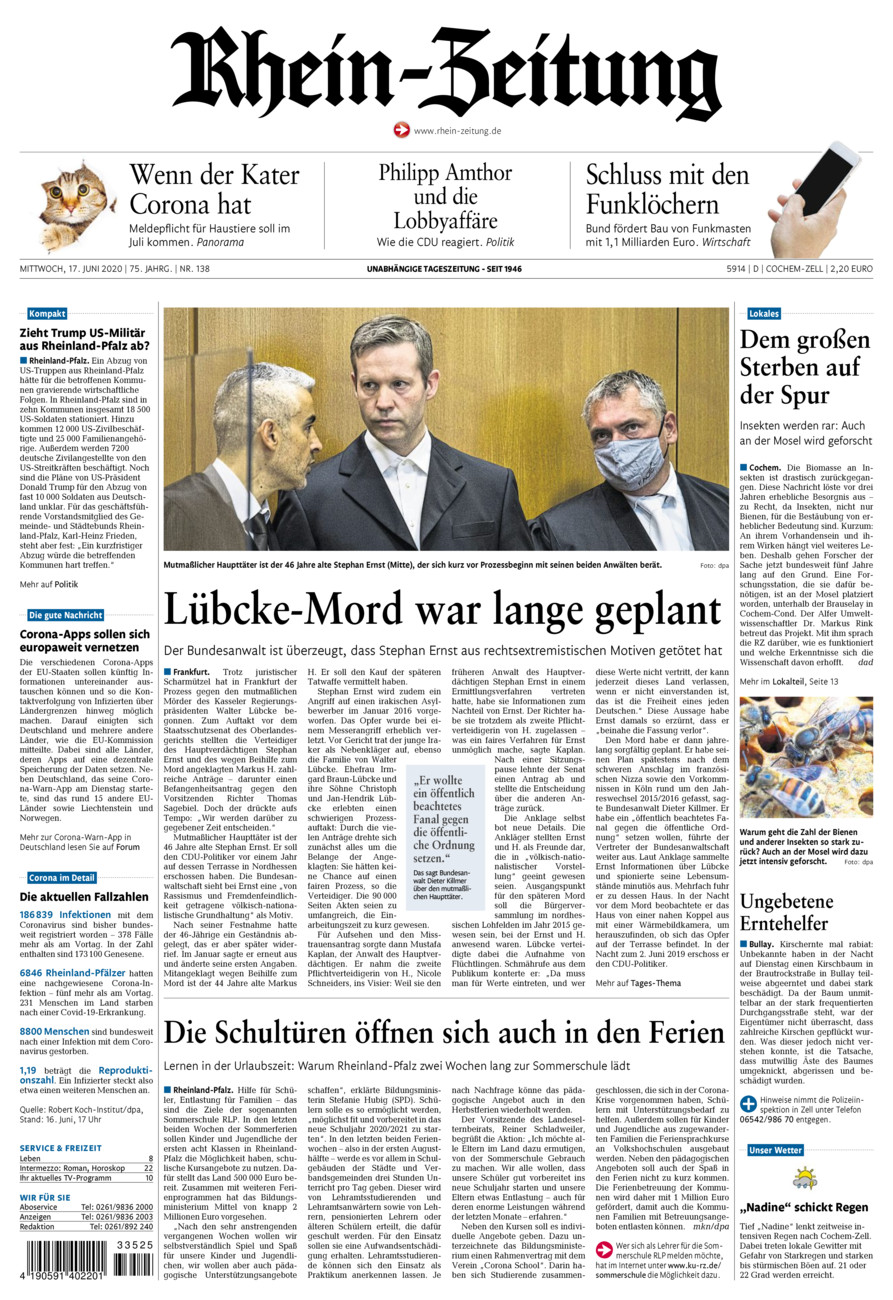 Rhein-Zeitung Kreis Cochem-Zell vom Mittwoch, 17.06.2020