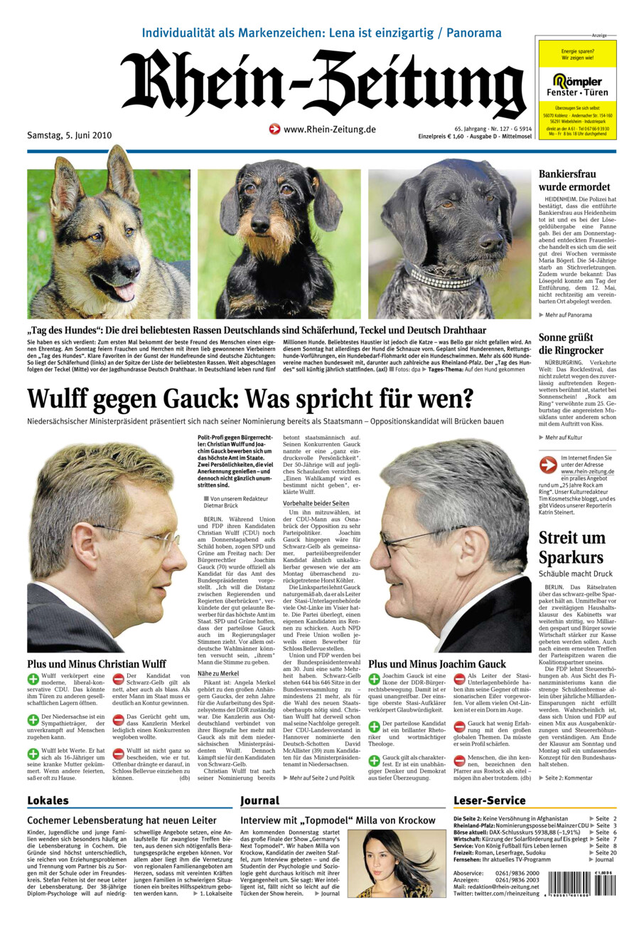 Rhein-Zeitung Kreis Cochem-Zell vom Samstag, 05.06.2010