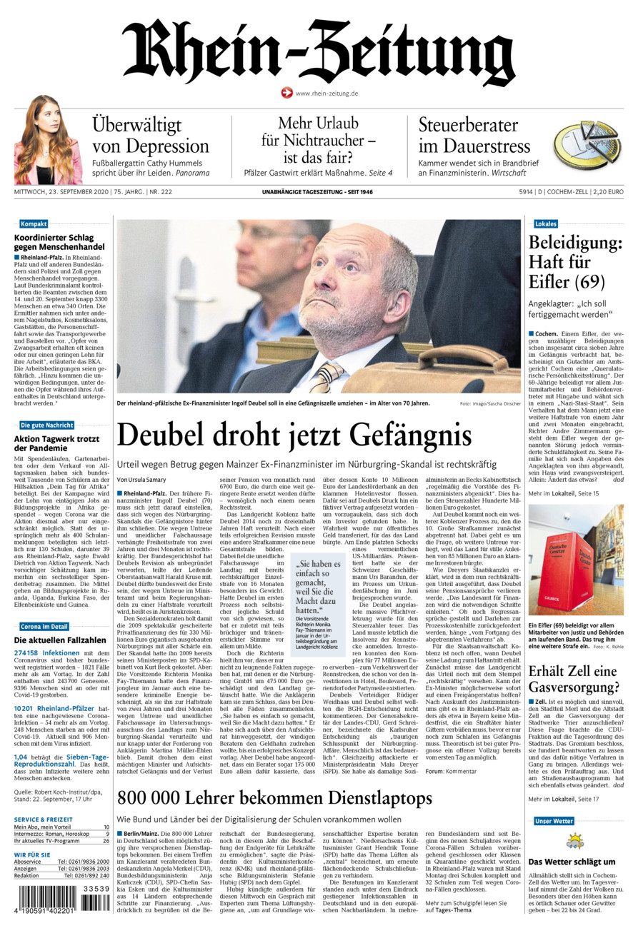 Rhein-Zeitung Kreis Cochem-Zell vom Mittwoch, 23.09.2020