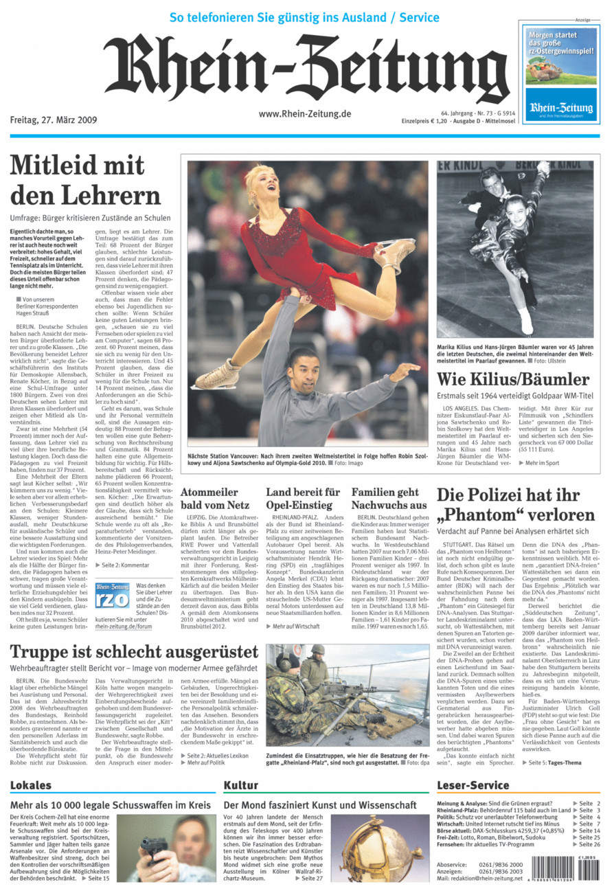 Rhein-Zeitung Kreis Cochem-Zell vom Freitag, 27.03.2009