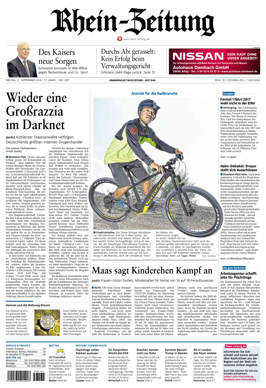 Rhein-Zeitung Kreis Cochem-Zell vom Freitag, 02.09.2016