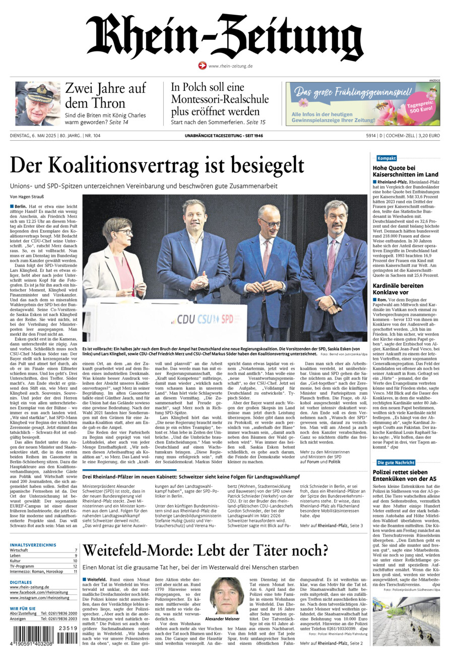 Rhein-Zeitung Kreis Cochem-Zell vom Dienstag, 06.05.2025