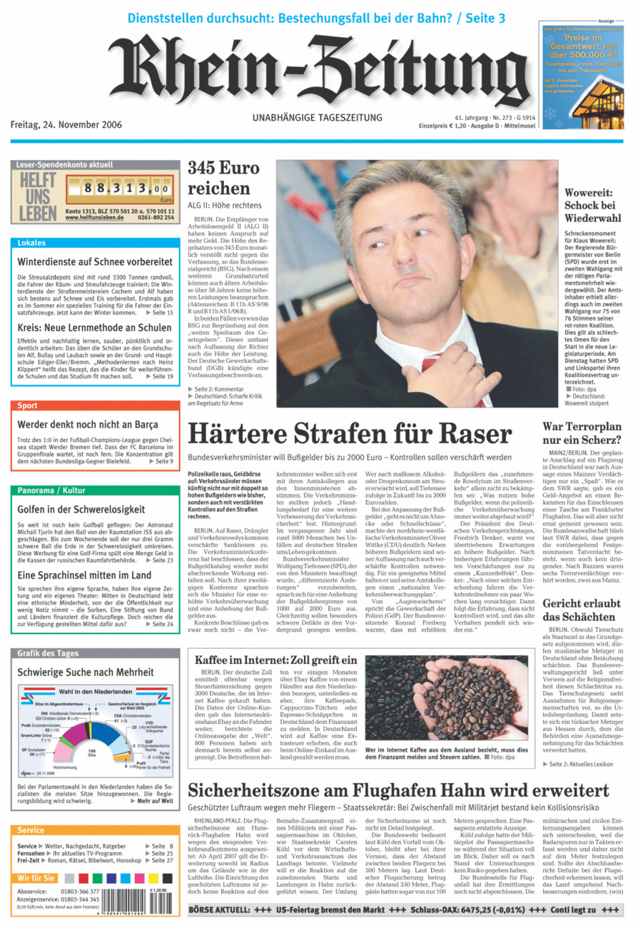 Rhein-Zeitung Kreis Cochem-Zell vom Freitag, 24.11.2006