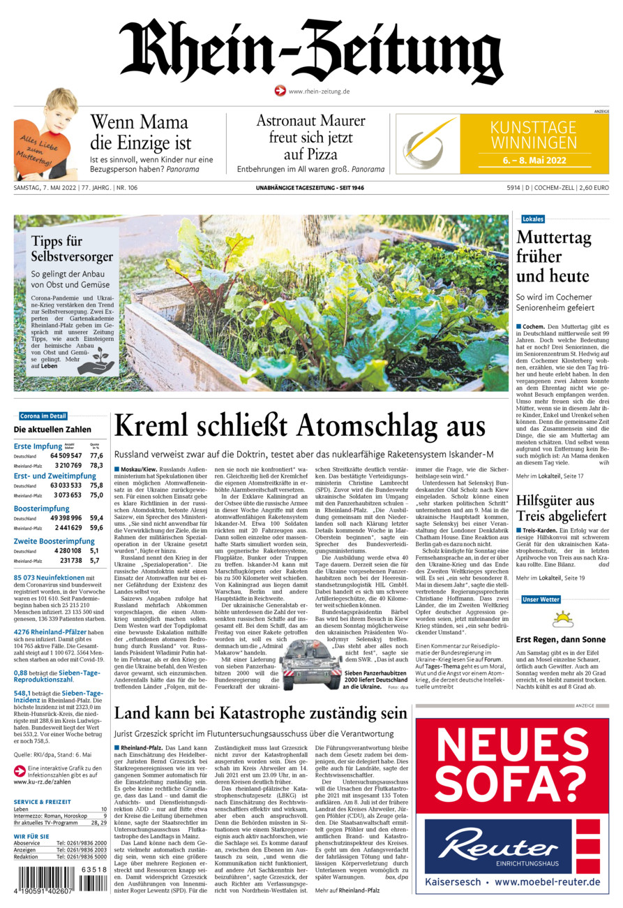 Rhein-Zeitung Kreis Cochem-Zell vom Samstag, 07.05.2022