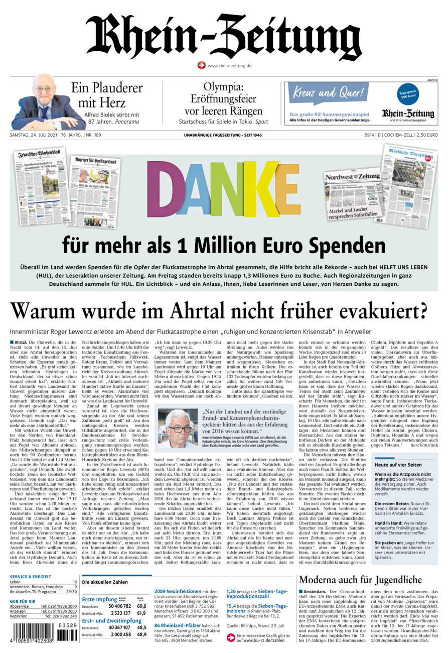 Rhein-Zeitung Kreis Cochem-Zell vom Samstag, 24.07.2021