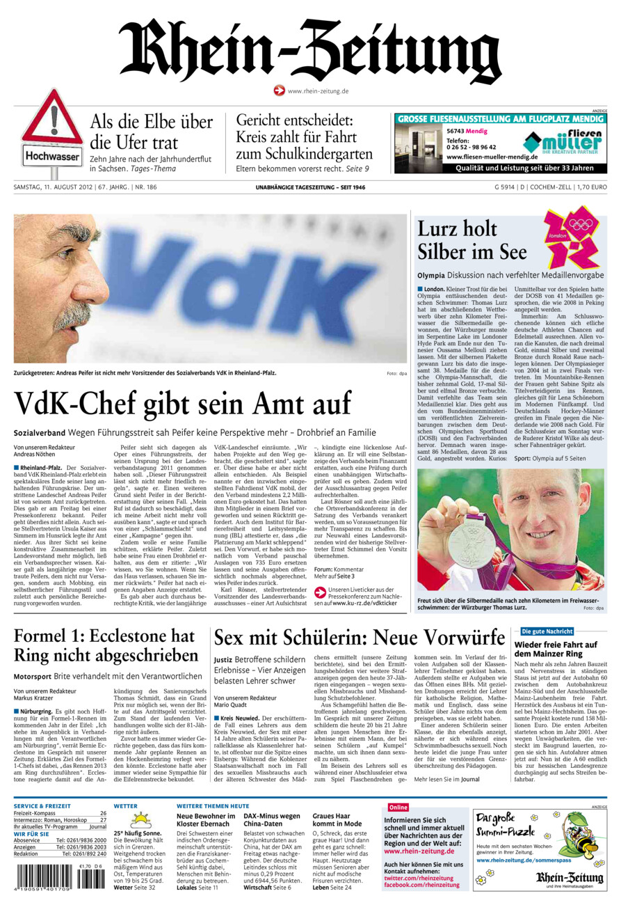 Rhein-Zeitung Kreis Cochem-Zell vom Samstag, 11.08.2012