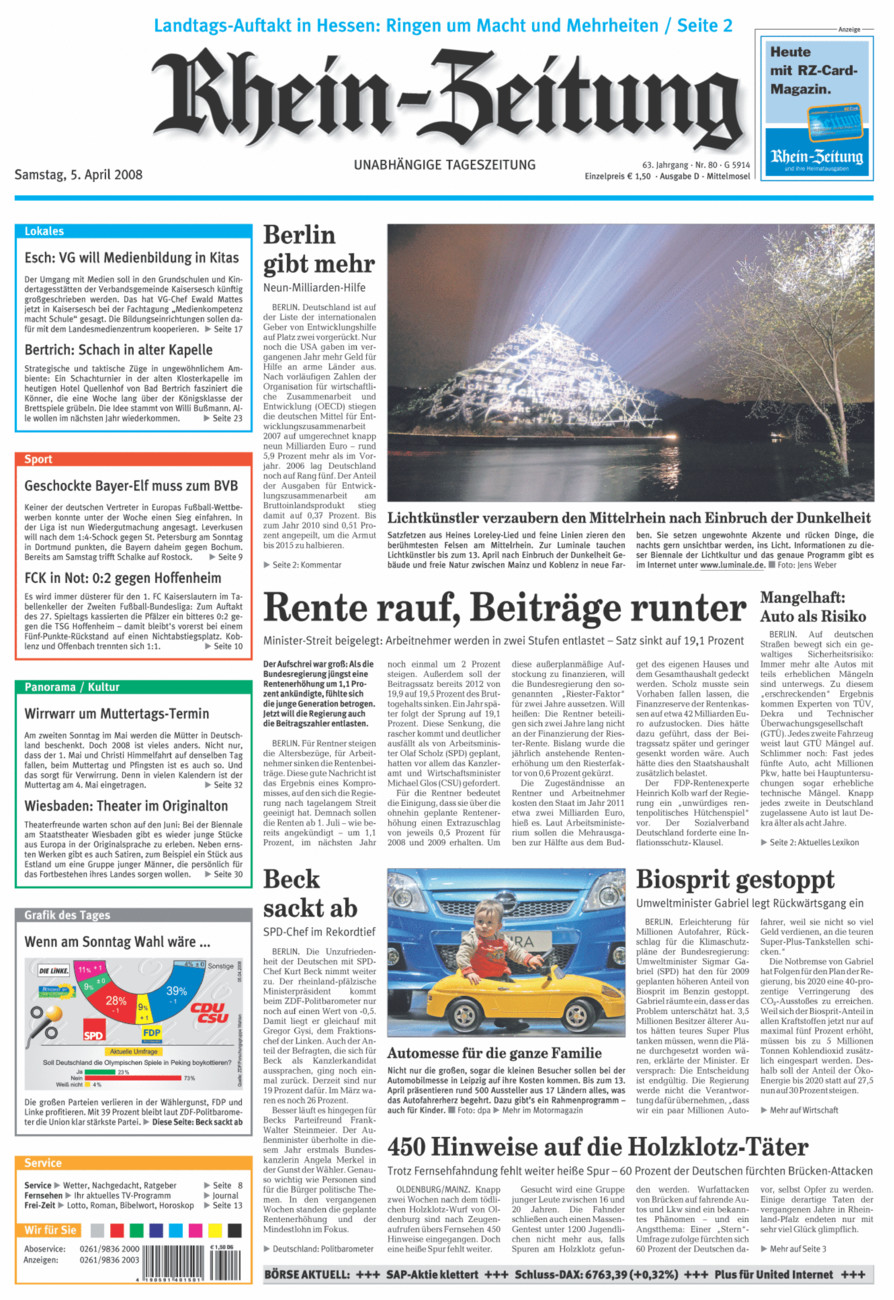 Rhein-Zeitung Kreis Cochem-Zell vom Samstag, 05.04.2008