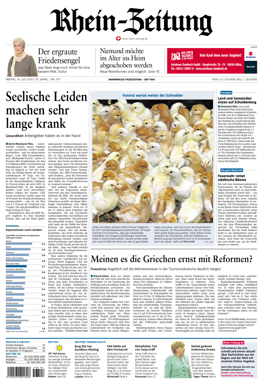 Rhein-Zeitung Kreis Cochem-Zell vom Freitag, 10.07.2015