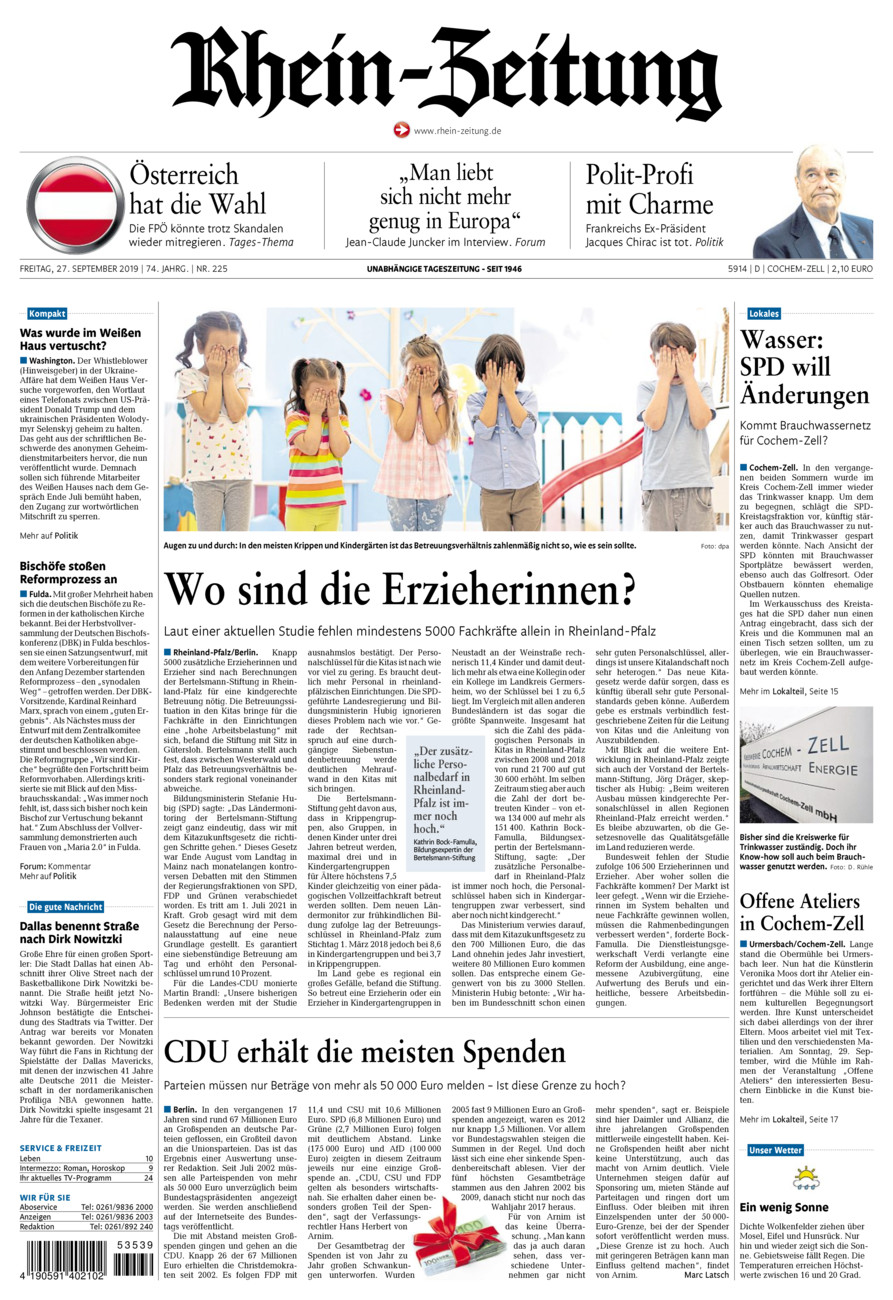 Rhein-Zeitung Kreis Cochem-Zell vom Freitag, 27.09.2019