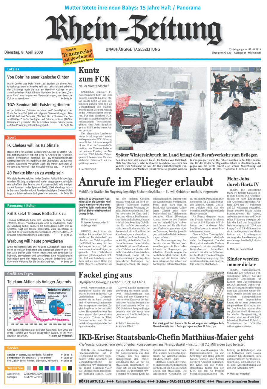 Rhein-Zeitung Kreis Cochem-Zell vom Dienstag, 08.04.2008