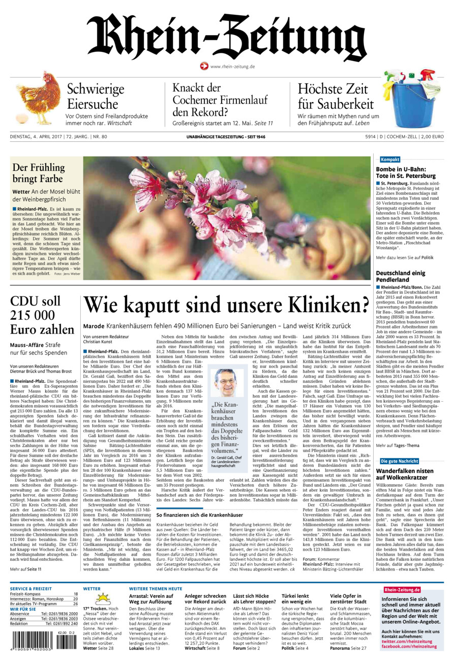 Rhein-Zeitung Kreis Cochem-Zell vom Dienstag, 04.04.2017
