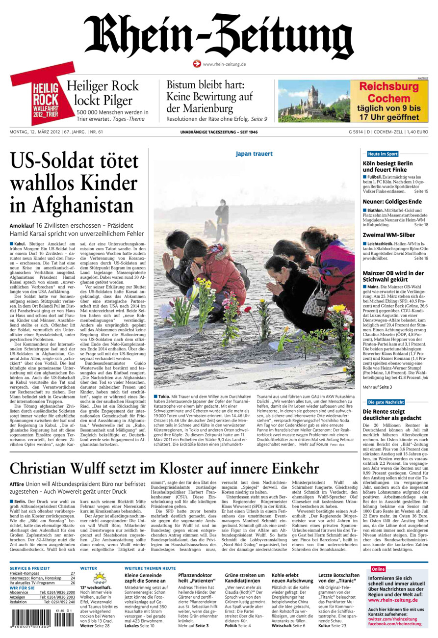 Rhein-Zeitung Kreis Cochem-Zell vom Montag, 12.03.2012