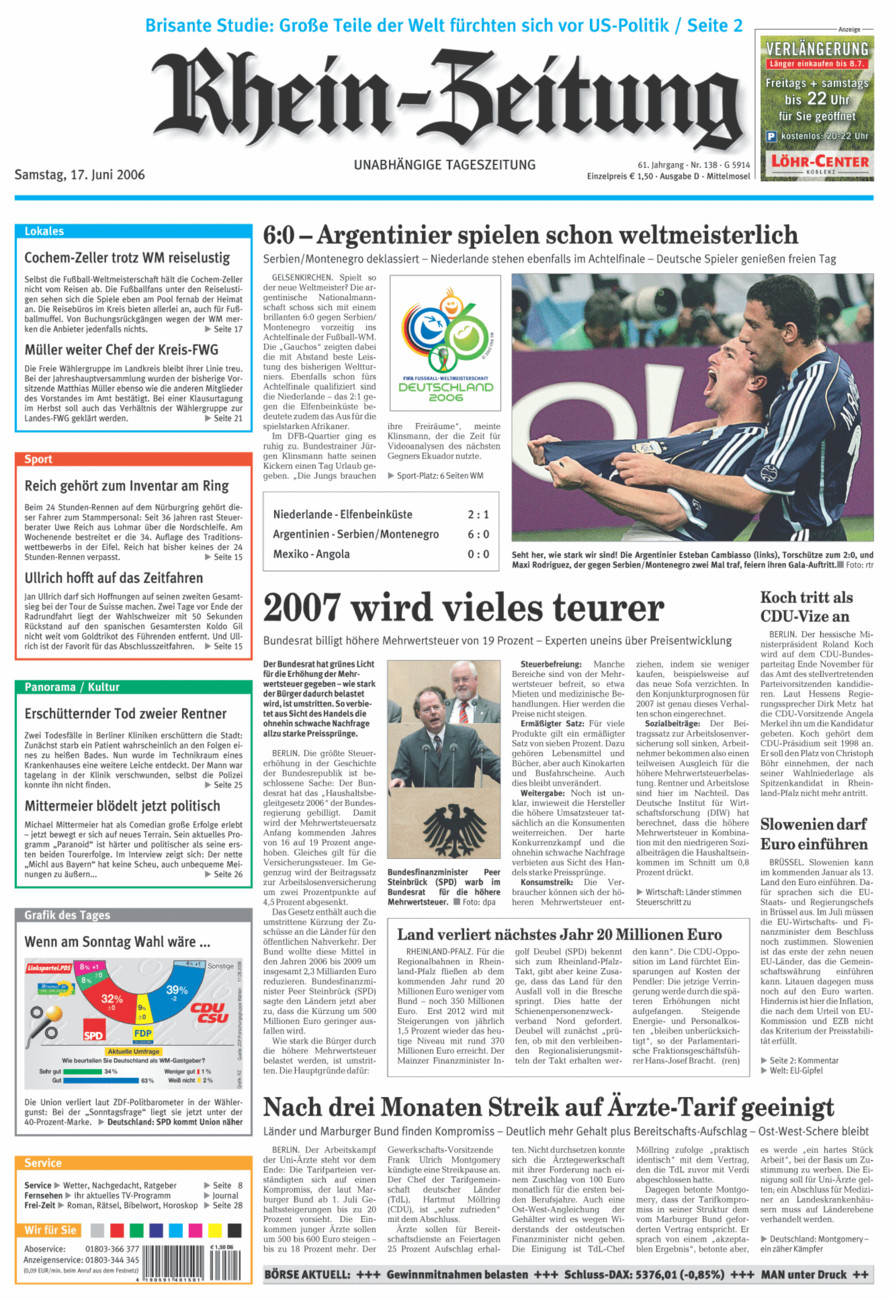Rhein-Zeitung Kreis Cochem-Zell vom Samstag, 17.06.2006