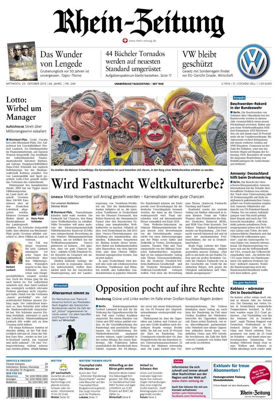 Rhein-Zeitung Kreis Cochem-Zell vom Mittwoch, 23.10.2013