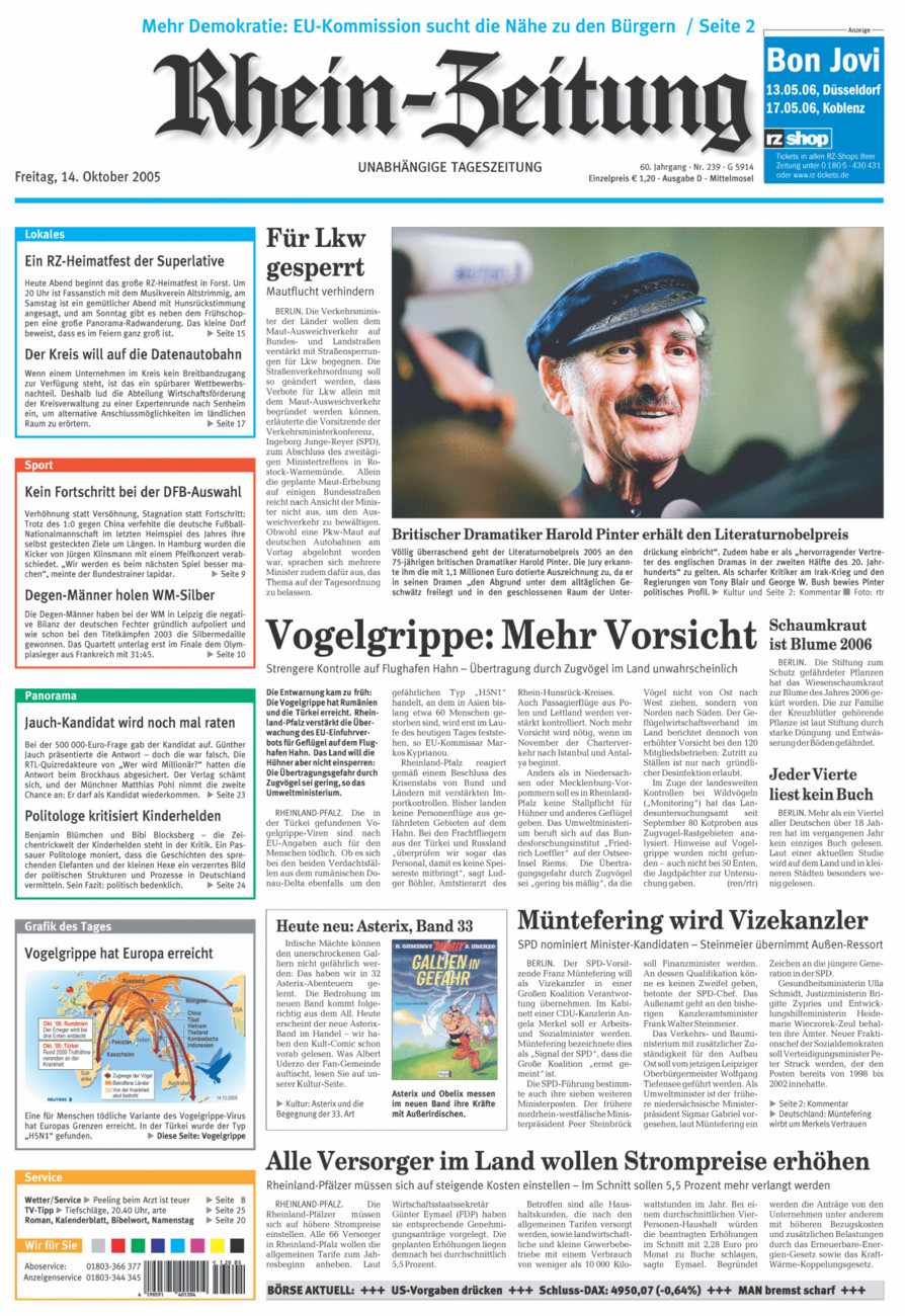 Rhein-Zeitung Kreis Cochem-Zell vom Freitag, 14.10.2005