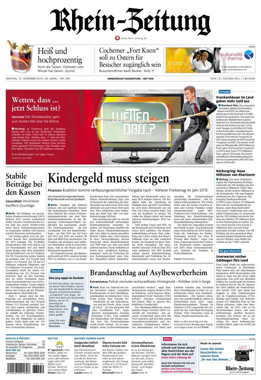 Rhein-Zeitung Kreis Cochem-Zell vom Samstag, 13.12.2014