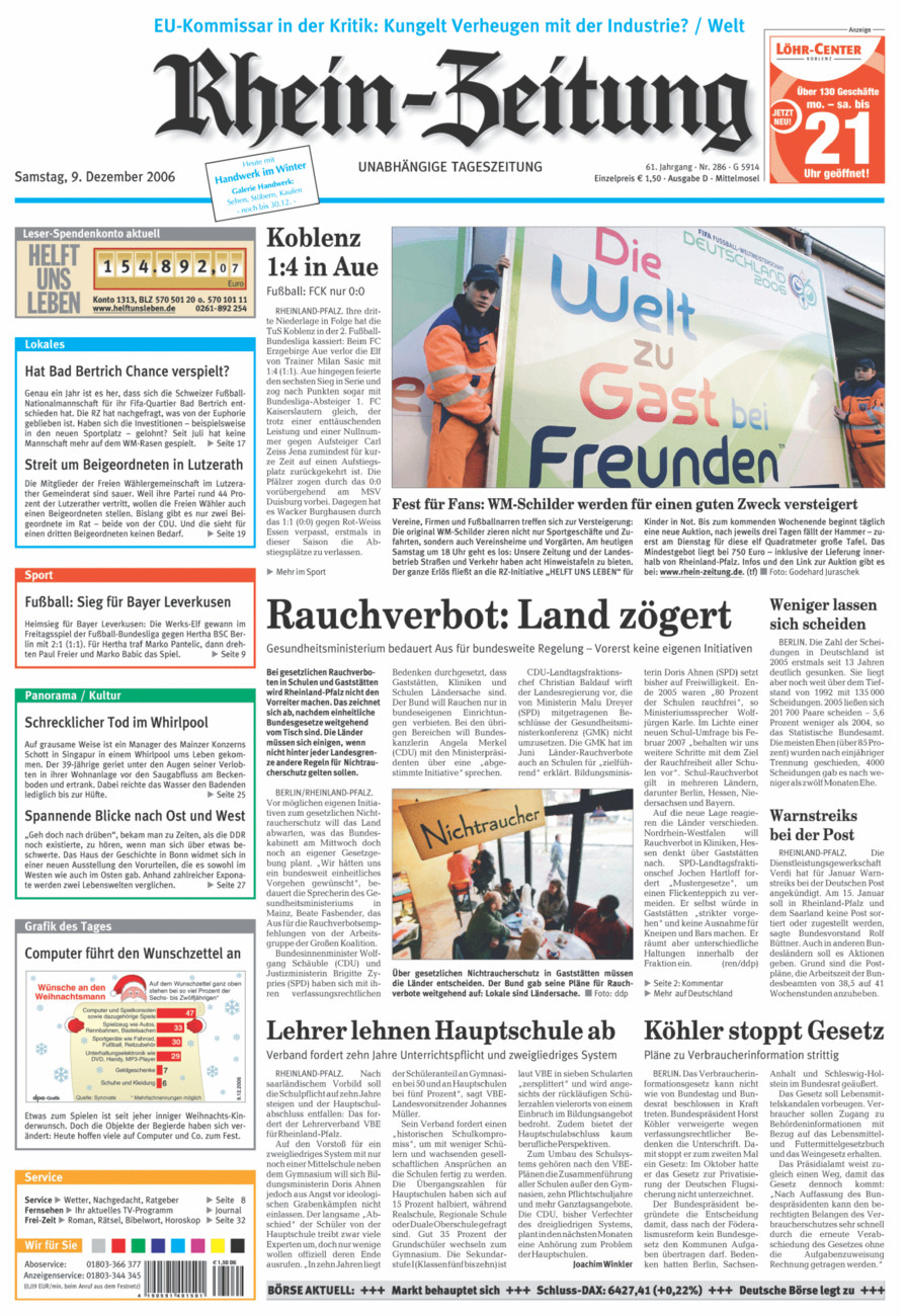 Rhein-Zeitung Kreis Cochem-Zell vom Samstag, 09.12.2006