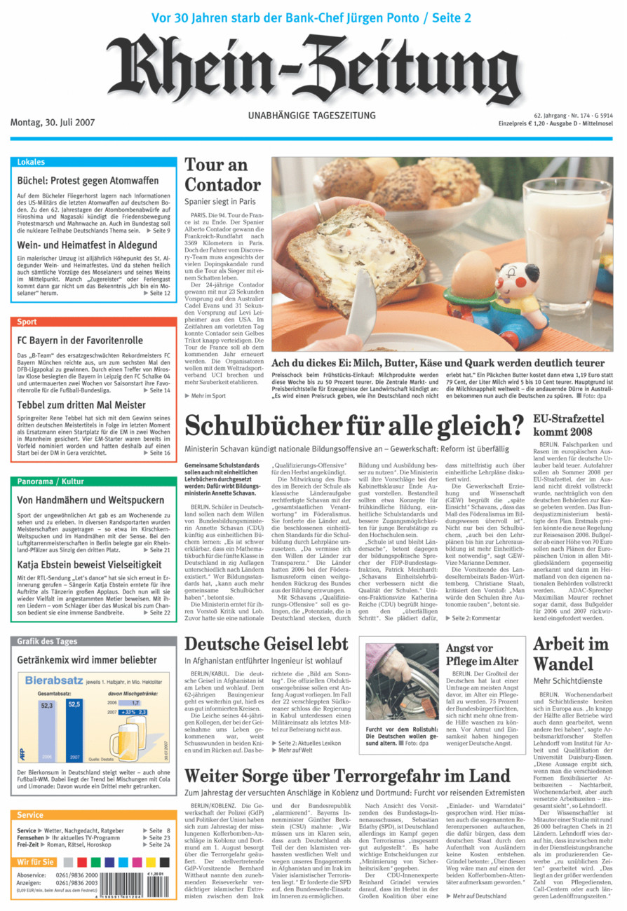 Rhein-Zeitung Kreis Cochem-Zell vom Montag, 30.07.2007