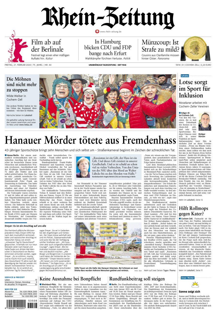 Rhein-Zeitung Kreis Cochem-Zell vom Freitag, 21.02.2020