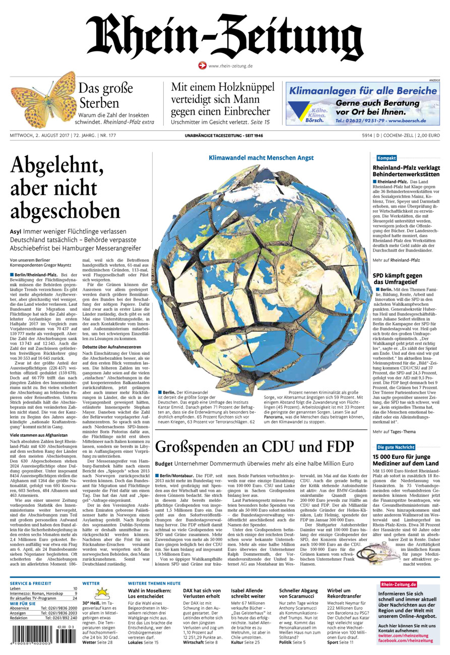Rhein-Zeitung Kreis Cochem-Zell vom Mittwoch, 02.08.2017