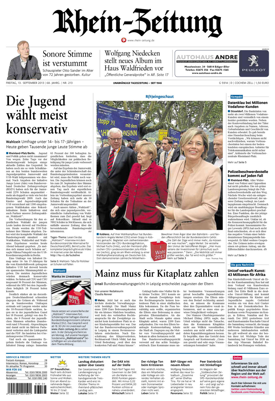 Rhein-Zeitung Kreis Cochem-Zell vom Freitag, 13.09.2013
