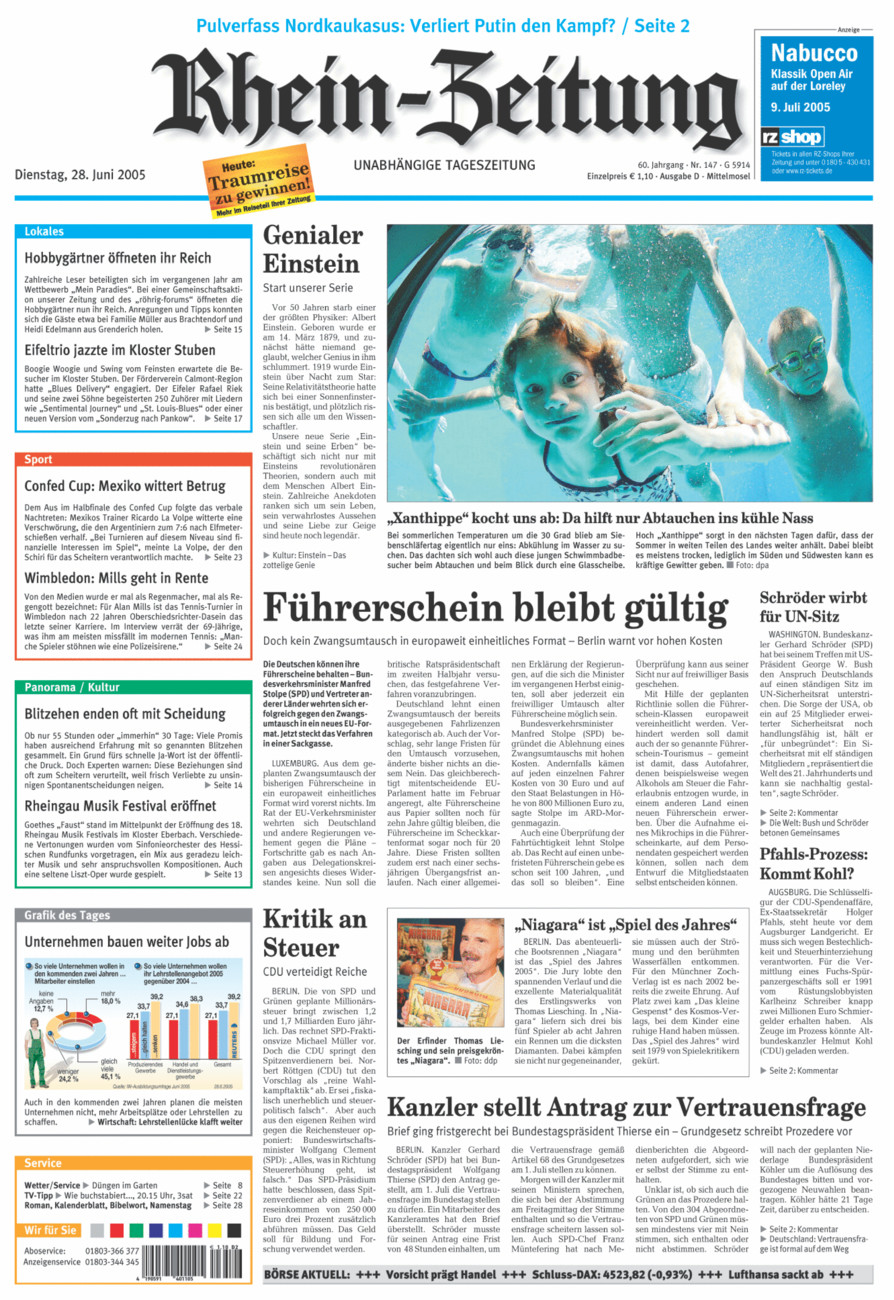 Rhein-Zeitung Kreis Cochem-Zell vom Dienstag, 28.06.2005