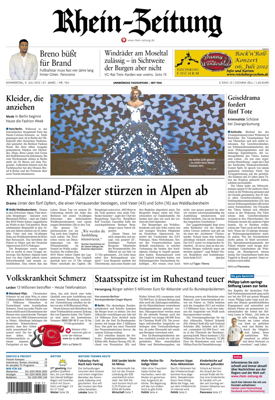 Rhein-Zeitung Kreis Cochem-Zell vom Donnerstag, 05.07.2012