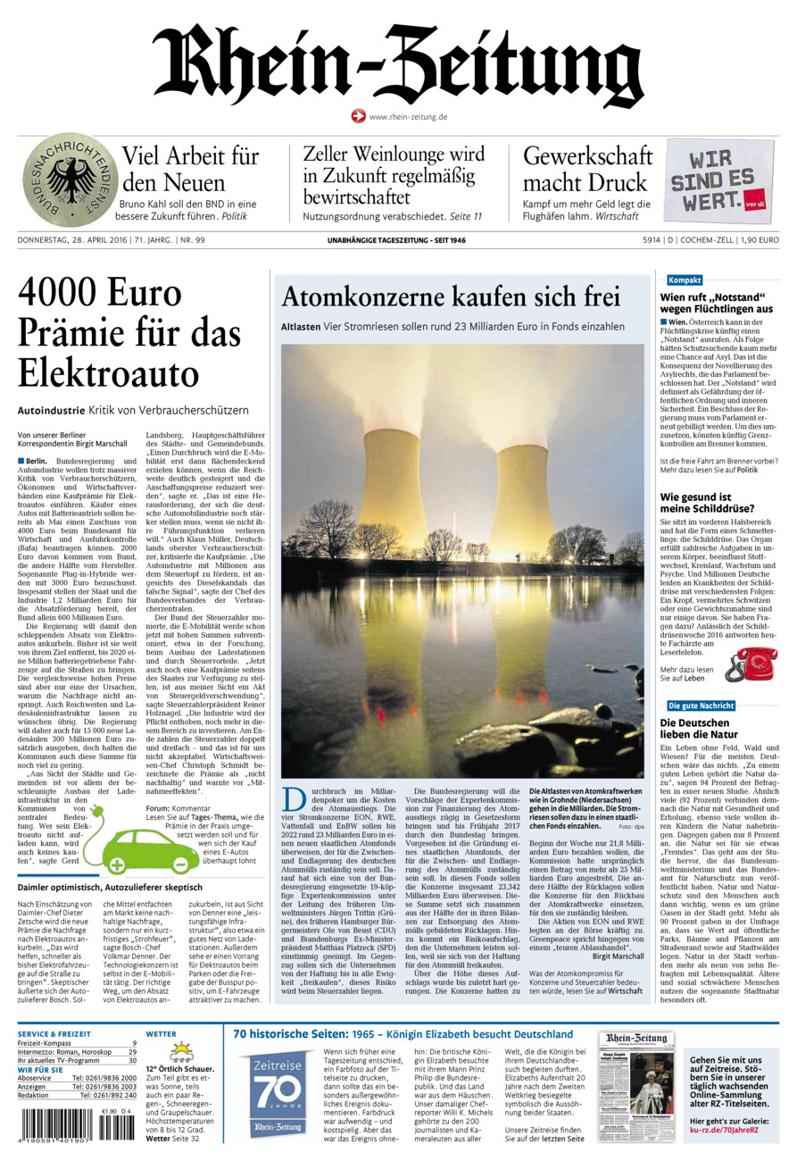 Rhein-Zeitung Kreis Cochem-Zell vom Donnerstag, 28.04.2016