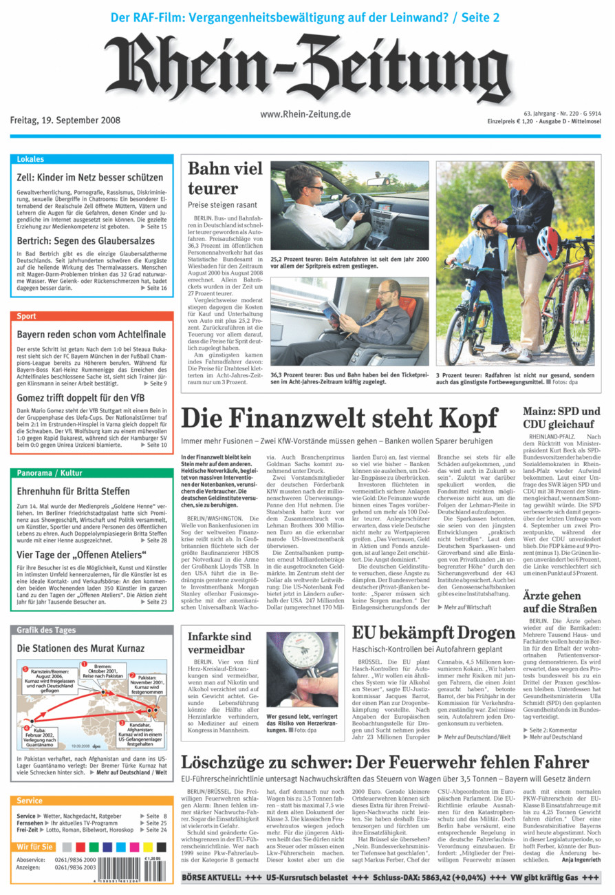 Rhein-Zeitung Kreis Cochem-Zell vom Freitag, 19.09.2008