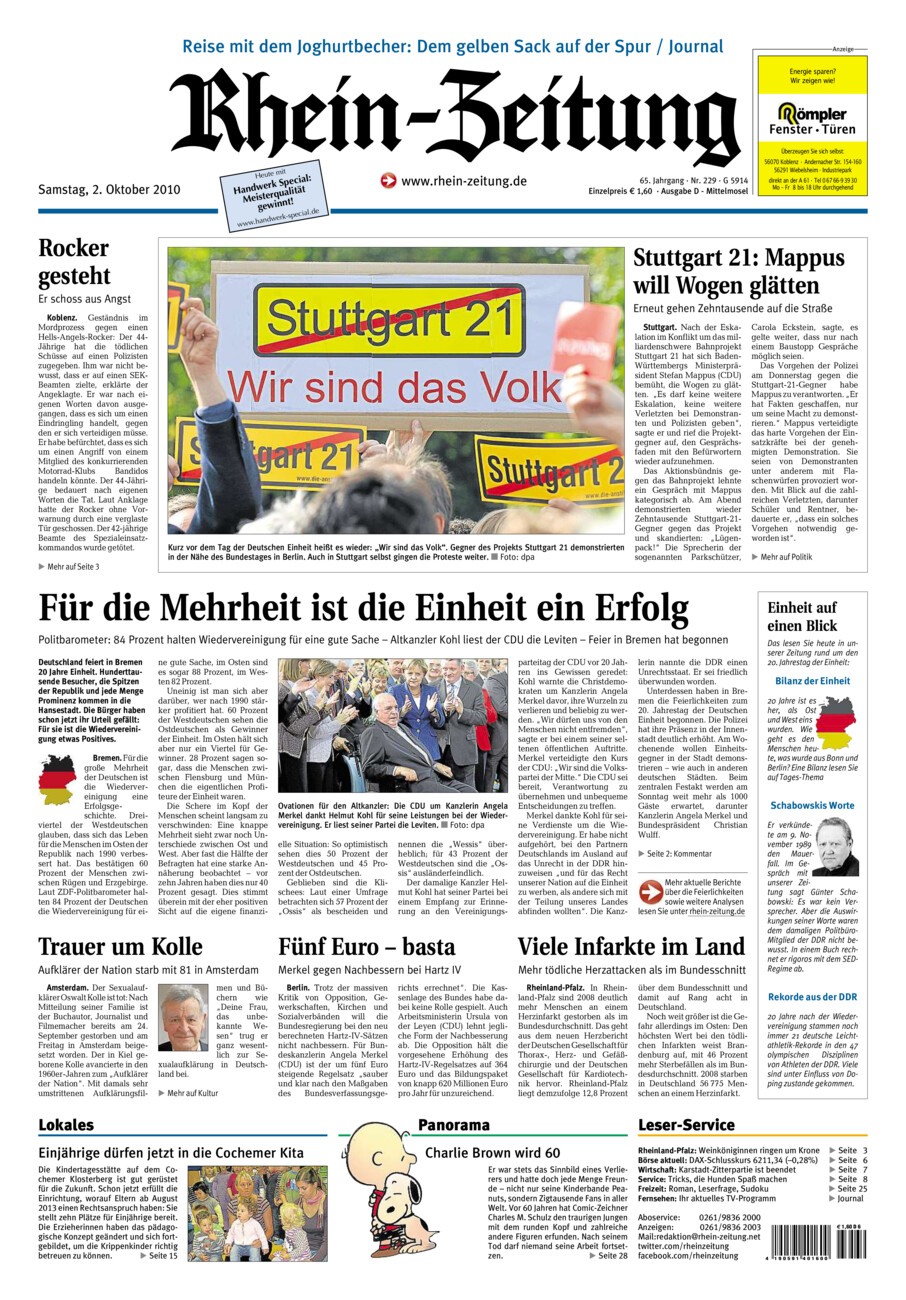 Rhein-Zeitung Kreis Cochem-Zell vom Samstag, 02.10.2010