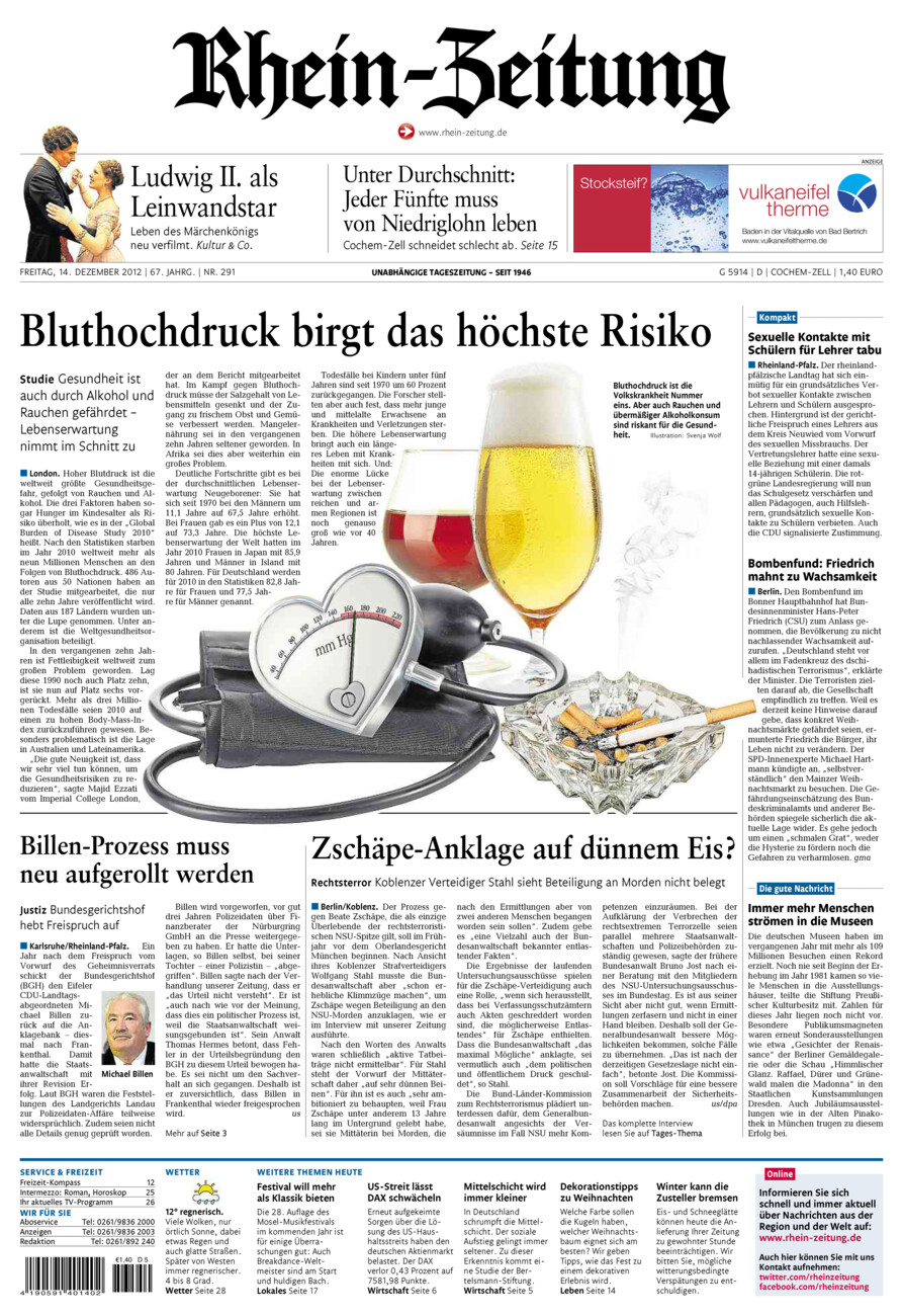 Rhein-Zeitung Kreis Cochem-Zell vom Freitag, 14.12.2012