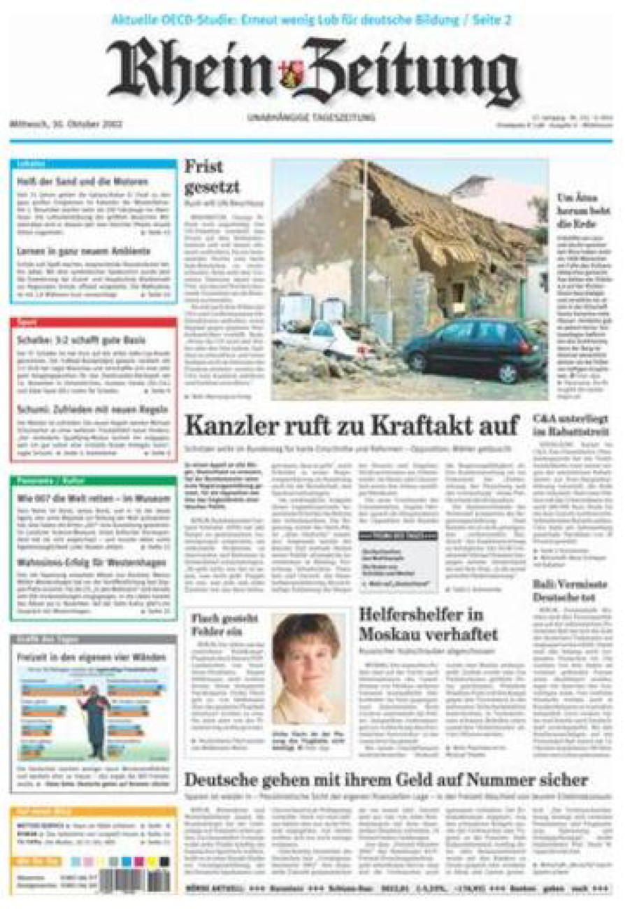 Rhein-Zeitung Kreis Cochem-Zell vom Mittwoch, 30.10.2002