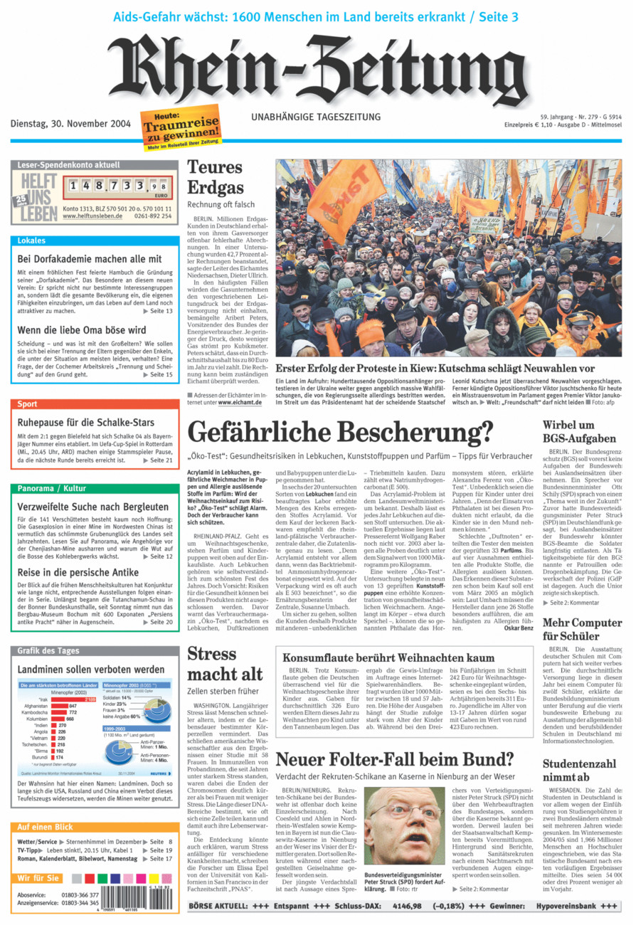 Rhein-Zeitung Kreis Cochem-Zell vom Dienstag, 30.11.2004