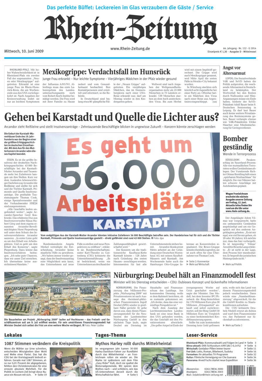 Rhein-Zeitung Kreis Cochem-Zell vom Mittwoch, 10.06.2009