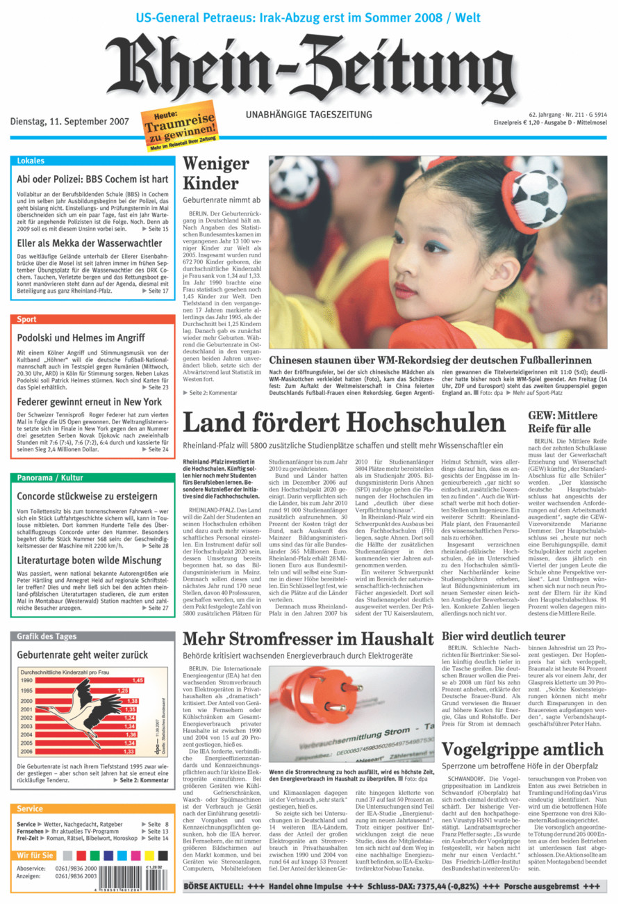 Rhein-Zeitung Kreis Cochem-Zell vom Dienstag, 11.09.2007