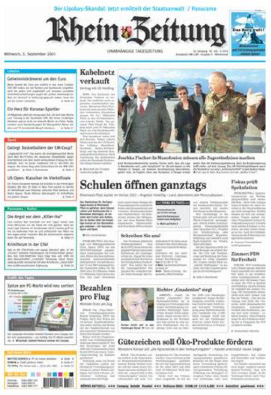Rhein-Zeitung Kreis Cochem-Zell vom Mittwoch, 05.09.2001