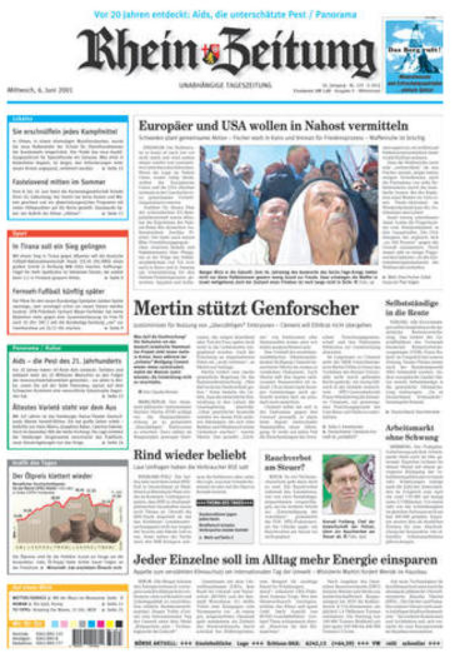 Rhein-Zeitung Kreis Cochem-Zell vom Mittwoch, 06.06.2001