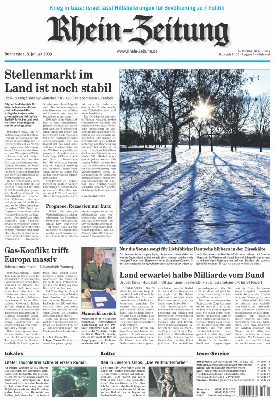 Rhein-Zeitung Kreis Cochem-Zell vom Donnerstag, 08.01.2009