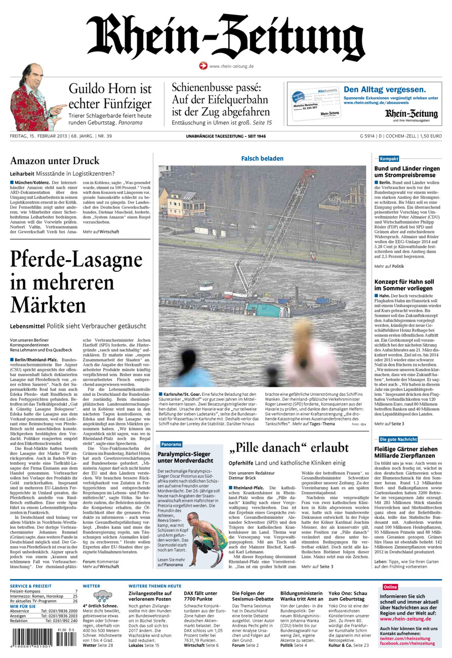 Rhein-Zeitung Kreis Cochem-Zell vom Freitag, 15.02.2013