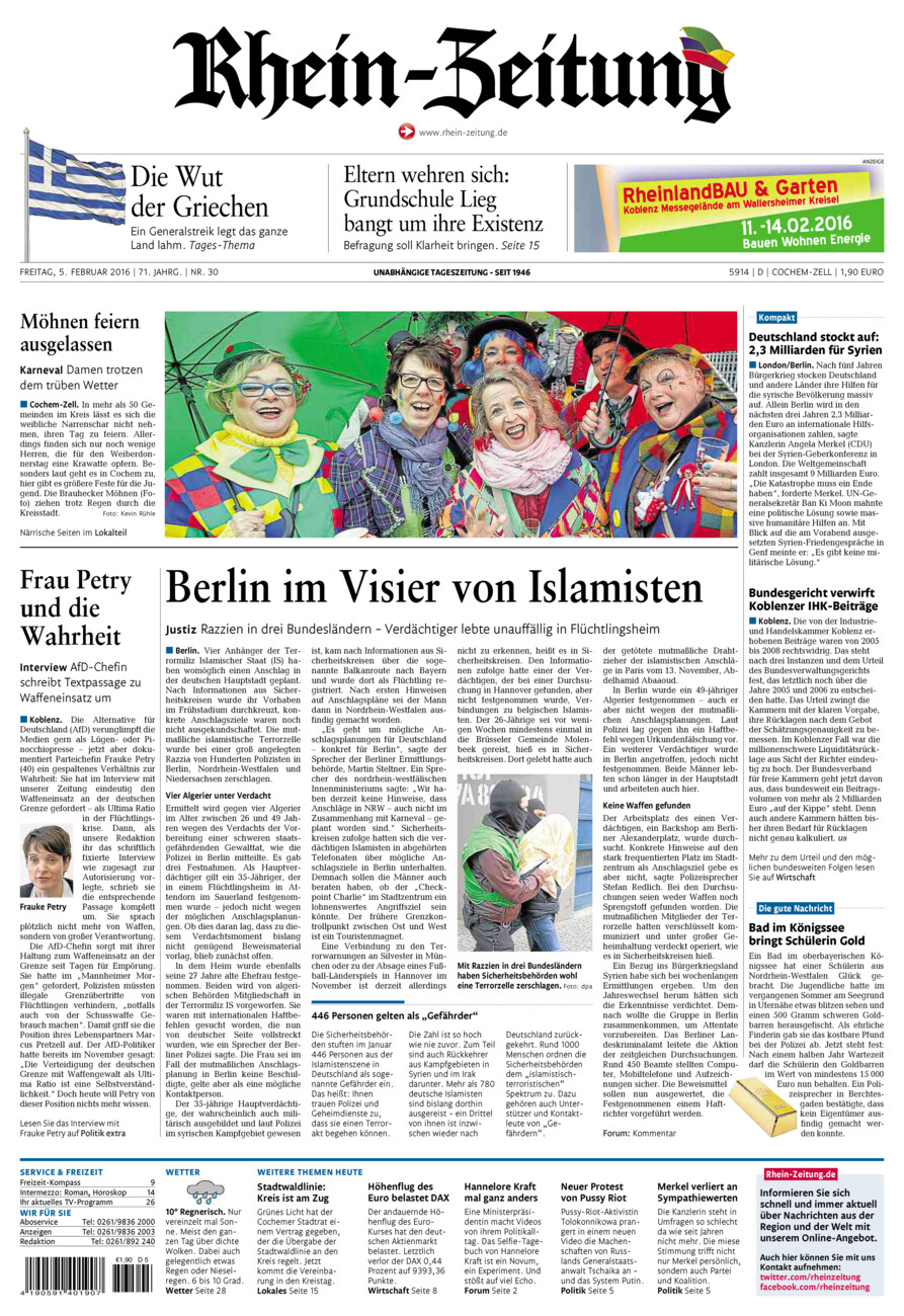 Rhein-Zeitung Kreis Cochem-Zell vom Freitag, 05.02.2016