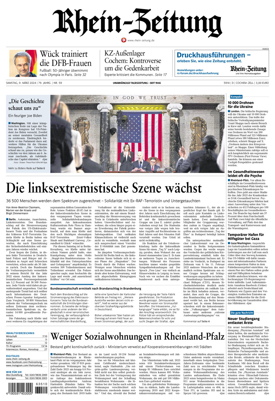 Rhein-Zeitung Kreis Cochem-Zell vom Samstag, 09.03.2024
