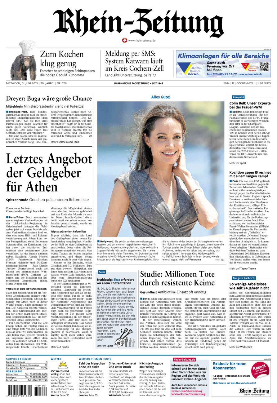 Rhein-Zeitung Kreis Cochem-Zell vom Mittwoch, 03.06.2015