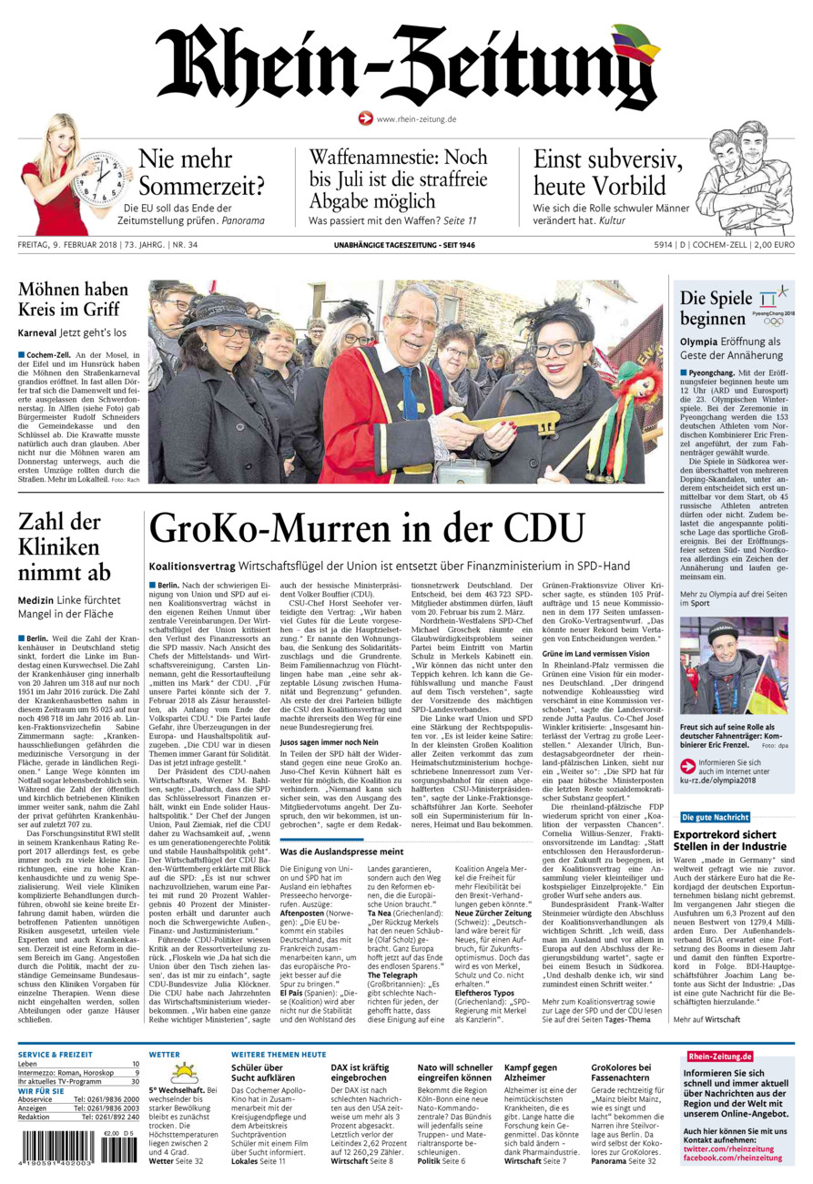 Rhein-Zeitung Kreis Cochem-Zell vom Freitag, 09.02.2018