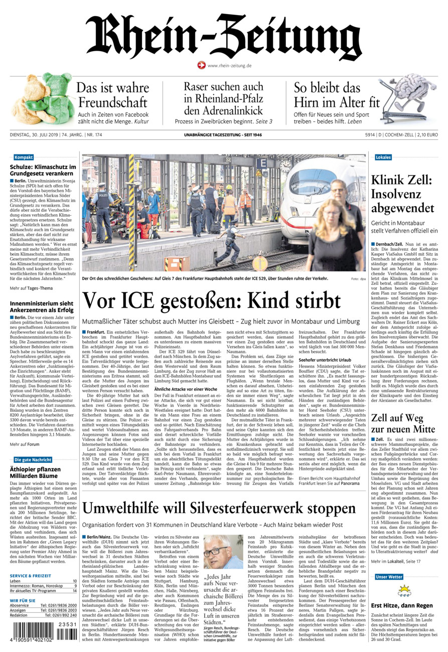 Rhein-Zeitung Kreis Cochem-Zell vom Dienstag, 30.07.2019