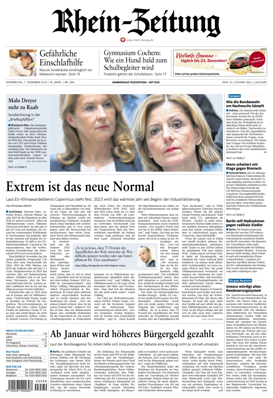 Rhein-Zeitung Kreis Cochem-Zell vom Donnerstag, 07.12.2023