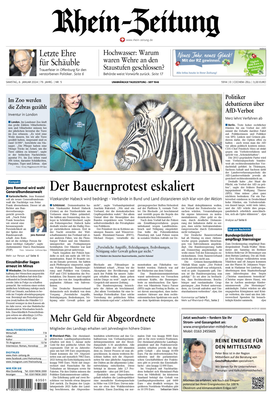 Rhein-Zeitung Kreis Cochem-Zell vom Samstag, 06.01.2024