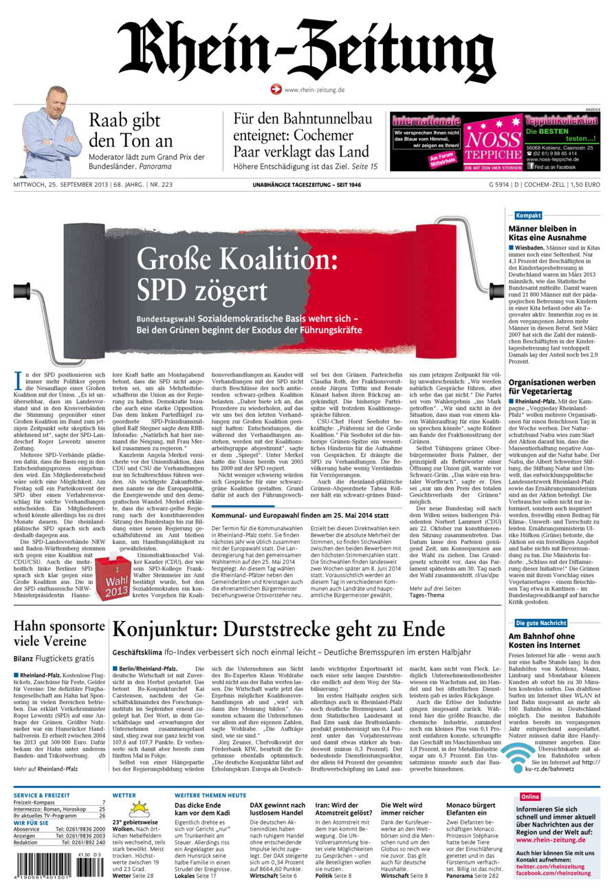 Rhein-Zeitung Kreis Cochem-Zell vom Mittwoch, 25.09.2013